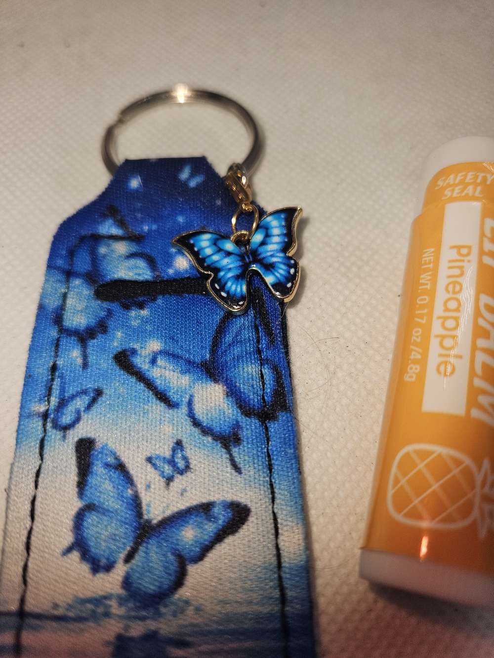 Blue Butterfly Key & Card Holder Keychain